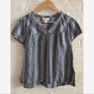 Style & Co floral short sleeve baby doll blouse